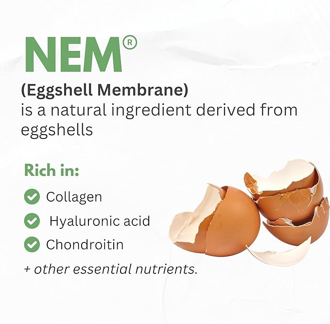 Turmeric Curcumin 95% Extract & Collagen Capsules - NEM Promotes Knee Comfort & Flexibility - Eggshell Membrane w Naturally Occurring Glucosamine Chondroitin Hyaluronic Acid- Made in USA