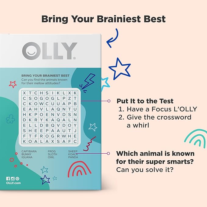 OLLY Mellow Buddies L’OLLY Pops, Omega-3 ALA, L-Theanine, Choline, Kids Dietary Supplement Lollipops, Supports a Calm Mood & Healthy Brain Function, Vegetarian, Raspberry Flavored, 25 Count