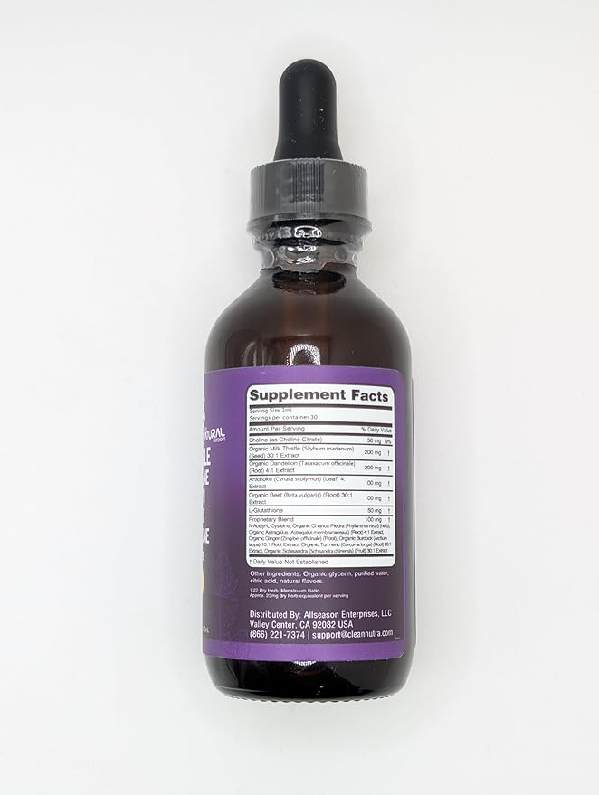 Clean Nutraceuticals Milk Thistle NAC Liver Cleanse Detox & Repair Supplement Liver Support Liquid Drops with Dandelion Extract, Artichoke, Chanca Piedra, Choline, L-Glutathione, Burdock, Schisandra