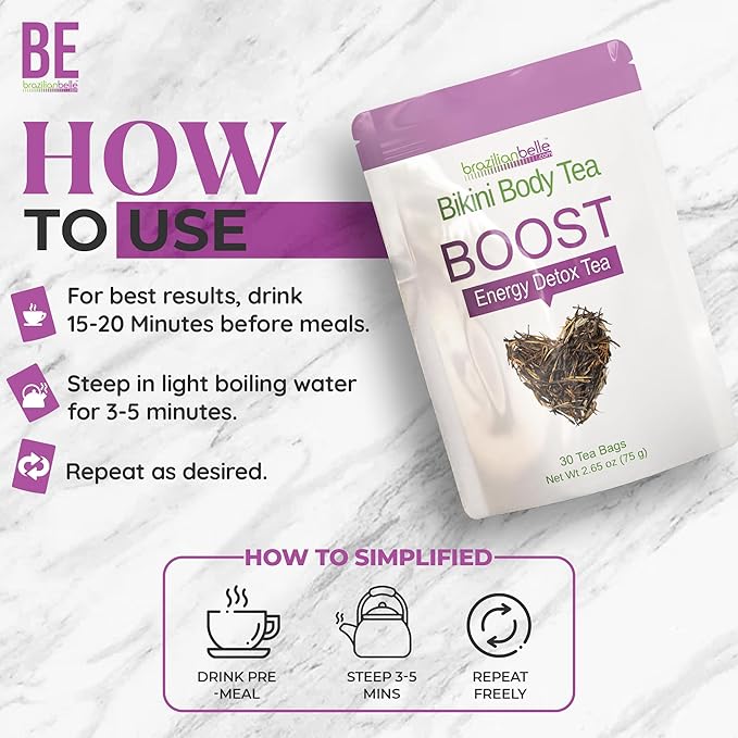 Bikini Body Detox Tea for Women. Enhances Energy, Digestion, Focus Natural Caffeine (30 Ct)