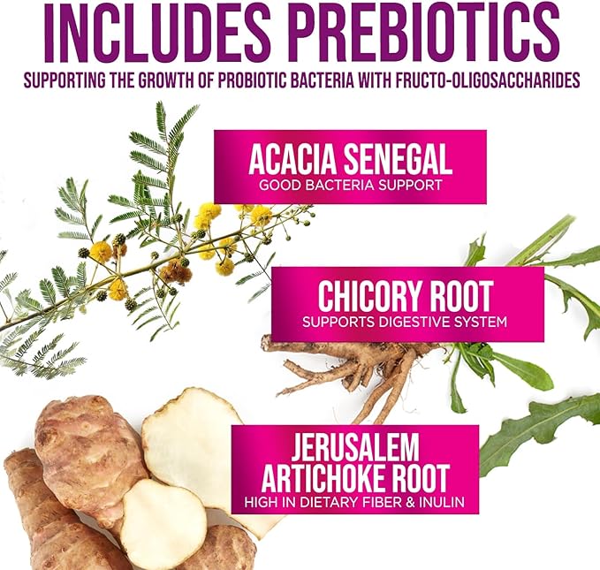 Probiotics 60 Billion CFU per Serving - 10 Strains + Prebiotics - Immune, Digestive & Gut Health Support, Supports Occasional Constipation, Gas & Bloating for Women & Men, Shelf Stable - 180 Capsules