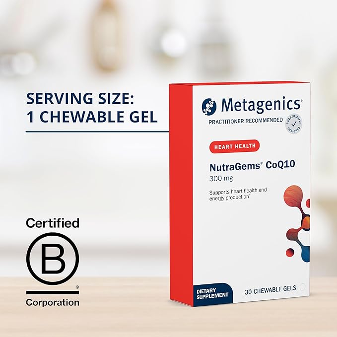 Metagenics NutraGems CoQ10 300 mg - Antioxidant Supplement - for Energy Production Support* - Coenzyme Q10 - Lycopene for Color - Non-GMO & Gluten-Free - 30 Chewable Gels