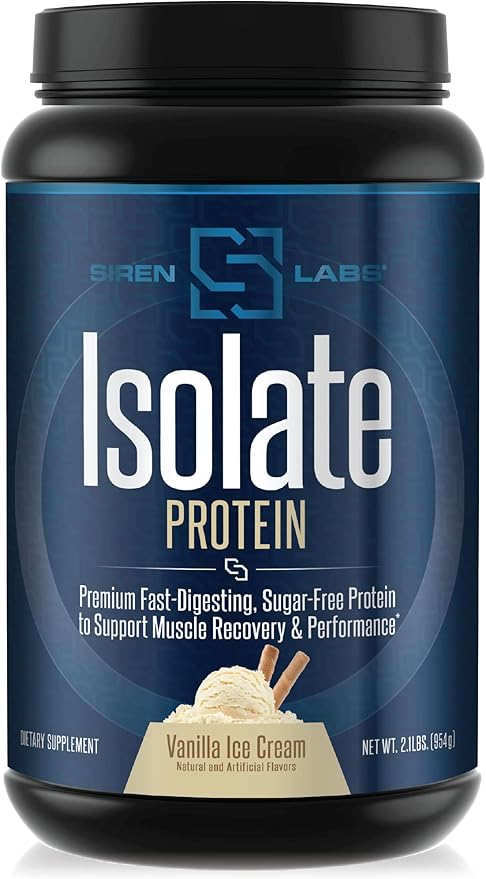 Siren Labs Isolate Premium Whey Protein Powder Keto Isolate and Hydrolysate with Amino Acids including Glutamine for Lean Muscle Growth and Recovery - Vanilla Ice Cream (30 Servings)