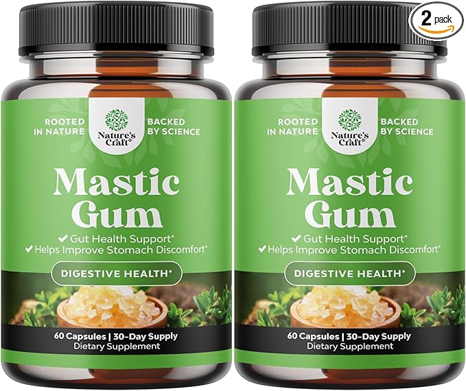 High Strength Mastic Gum Capsules - Herbal Digestion Supplement Providing Upset Stomach Relief for Adults - Vegan Non-GMO Gluten Free & Made in US GMP Facility - Gentle & Soothing (60 Servings)