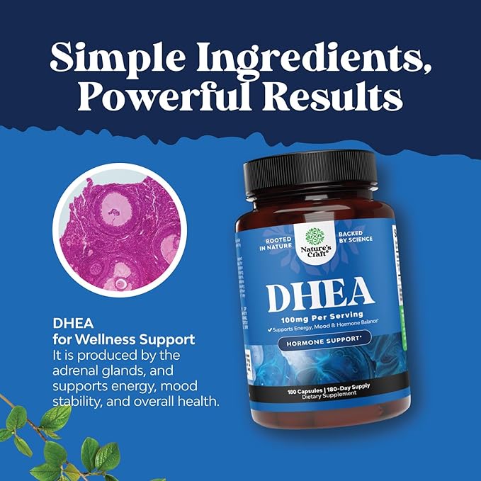DHEA 100mg for Men and Women - Vegan High Strength DHEA Supplement for Women & Men for Enhanced Energy and Hormone Balance for Women & Men - Men and Womens Hormone Balance Supplement (6 Month Supply)