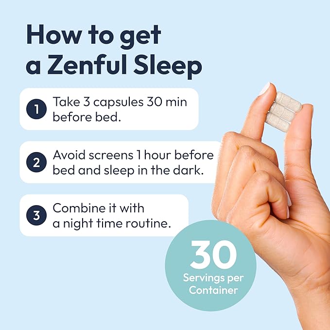 Mida Health® Zenful Sleep 6-in-1 Natural Sleep Aid for Adults Without Melatonin | Deep Sleep Supplement with Ashwagandha KSM-66® and Venetron® | Supports Cortisol Balance | 90 Capsules