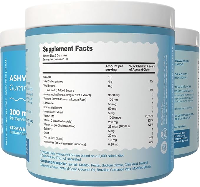 DR. MORITZ Ashwagandha Gummies for Calm, Relaxation, and Immune Support - Ashwagandha for Women and Men - with L-Theanine - Sugar Free and Non-GMO (60 Count)