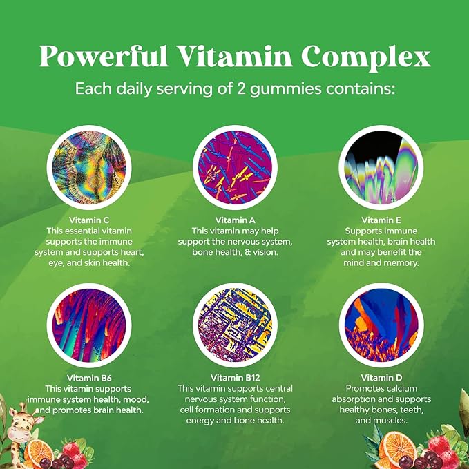 Plant Based Kids Multivitamin Gummies - Multivitamin for Kids Immunity Support Gummies with Vitamins A C D3 E B and Zinc Gelatin and Gluten Free Non-GMO Vitamins Gummy Formula 180ct