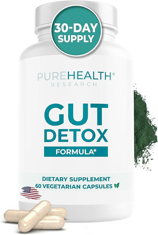 PUREHEALTH RESEARCH Gut Cleanse Formula Digestion Supplement - Comprehensive Gut Cleanse with Zeolite Detox & Zeolite Clinoptilolite - Cleanse Harmful Chemicals for Optimal Wellness -1 Bottle
