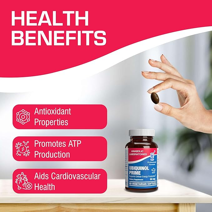 Anabolic Laboratories Coenzyme Q10 Ubiquinol Supplement - 60 Vegetarian Softgels for Cellular Energy Production - CoQ10 60 mg