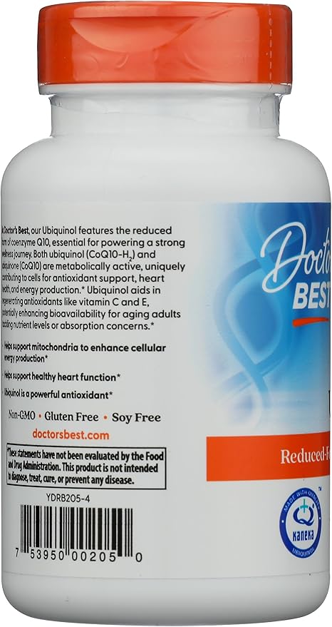 Doctors Best Ubiquinol, Reduced-Form Coenzyme Q10, Non-GMO, Gluten Free, Soy Free 60 Softgels