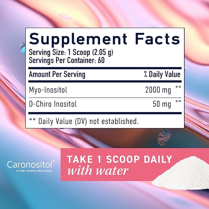Myo-Inositol & D-Chiro Inositol Powder | Hormone Balance for Women | Ideal 40:1 Ratio | Myo 2000mg, D Chiro 50mg | Regulate Menstrual Cycle and Support Ovarian Health | 60 Servings, 4.34 oz.