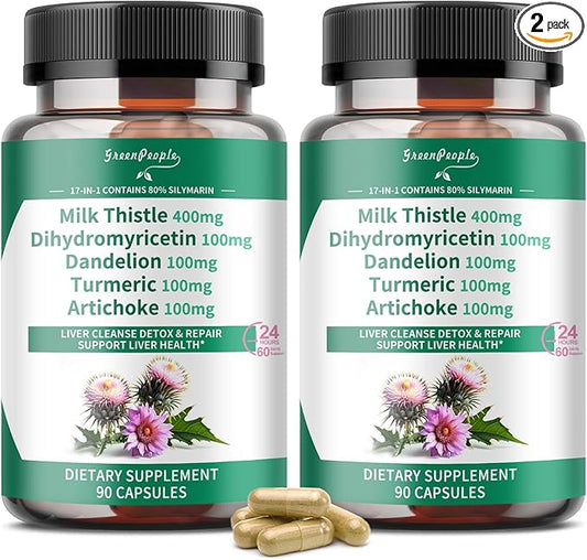 Liver Cleanse Detox & Repair - Strength Milk Thistle 30X Extract - Standardized and Concentrated 80% Silymarin w/Vitamin,95% curcuminoids & 17+Liver Health Nutrients to Revive & Thrive