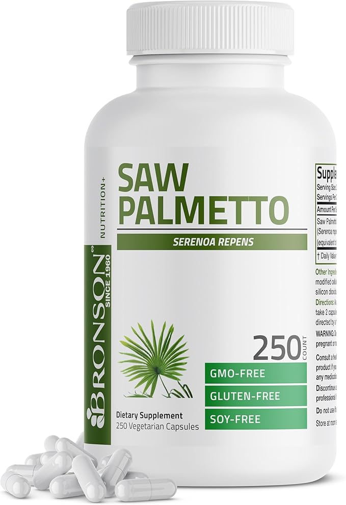 Bronson Saw Palmetto Extra Strength Supports Healthy Prostate Function & Urinary Health Support - Non GMO, 250 Vegetarian Capsules