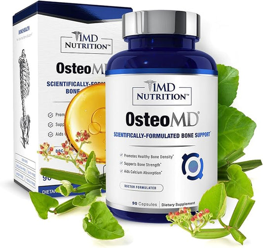 1MD Nutrition OsteoMD for Comprehensive Support - Supplement for Women and Men - Promote Density w/Vitamin D - Hydroxyapatite w/Vitamin D3 & K2-90 Capsules