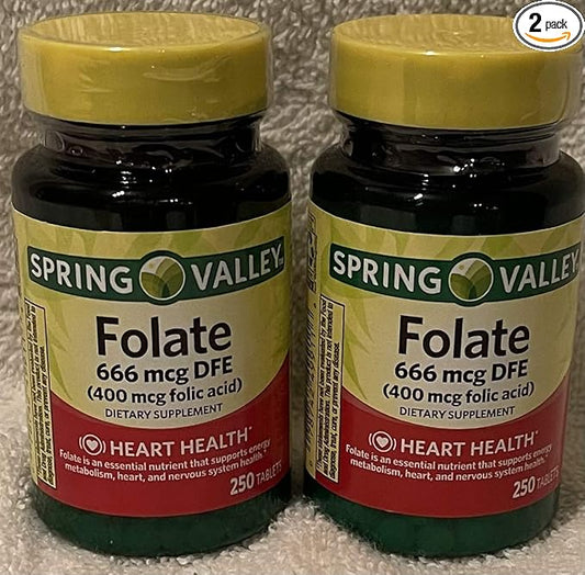 Folic Acid 400 Mcg, 250 Tablets (2 Pack)
