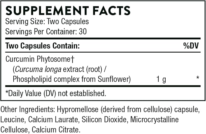 THORNE Curcumin Phytosome 1000 mg (Meriva) - Clinically Studied, High Absorption - Supports Healthy Inflammatory Response in Joints, Muscles, GI Tract, Liver, and Brain* - 60 Capsules - 30 Servings