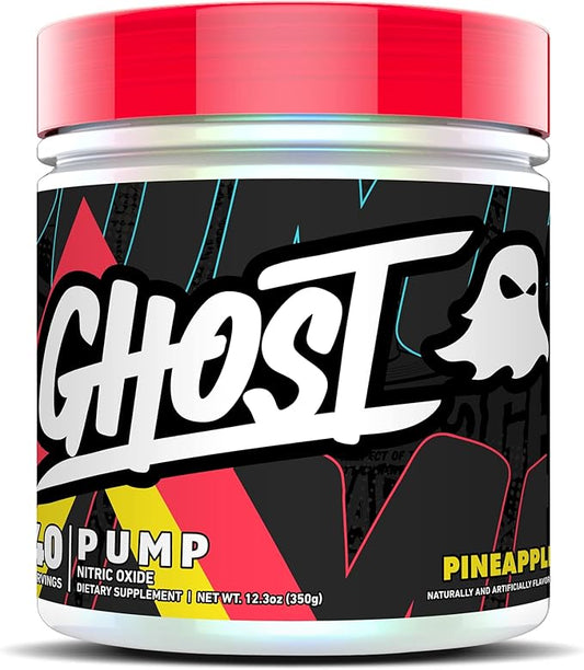 GHOST Pump Nitric Oxide Powder, Pineapple - 40 Servings - Sugar-Free & Stim-Free Pre-Workout Supplements - L-Citrulline, Arginine Nitrate & L-Glutathione - Soy & Gluten-Free, Vegan