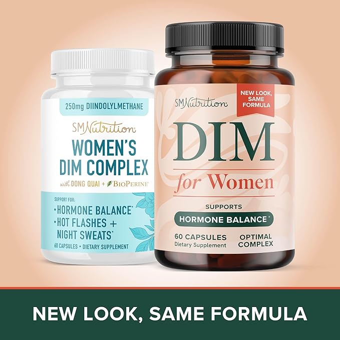 DIM Supplement for Women 250 mg | Estrogen & Hormone Balance | Menopause, Hot Flashes & Night Sweats Support | DIM Complex Estrogen Supplement for Women | with BioPerine | Gluten-Free | 60 Ct