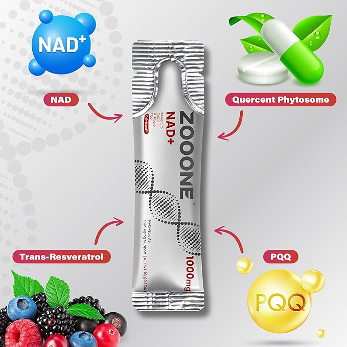 zooone- NAD+ Supplement 30pcs, Premium Nicotinamide Riboside & Resveratrol, DNA Repair & Healthy Aging， Advanced NAD Supplement for Men & Women, Boosts Cellular Energy