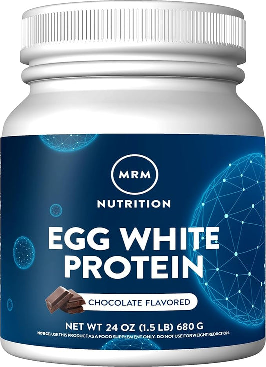 MRM Nutrition Egg White Protein | Chocolate Flavored | 23g Fat-Free Protein | with Digestive enzymes | Highest Biological Value | Clinically Tested | 20 Servings