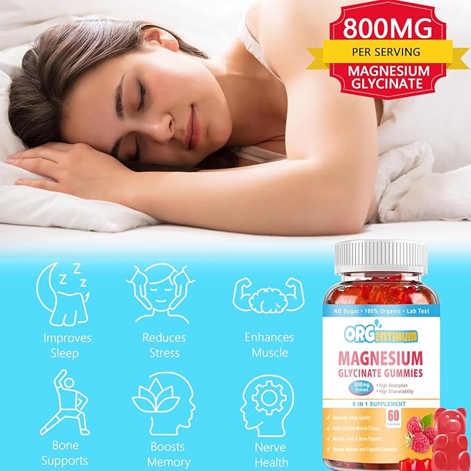 Magnesium Glycinate Gummies | Sugar-Free | Gluten-Free | Non-GMO| Vegan-Friendly | Relaxation Calm Magnesium Gummies for Adults & Kids 120Ct