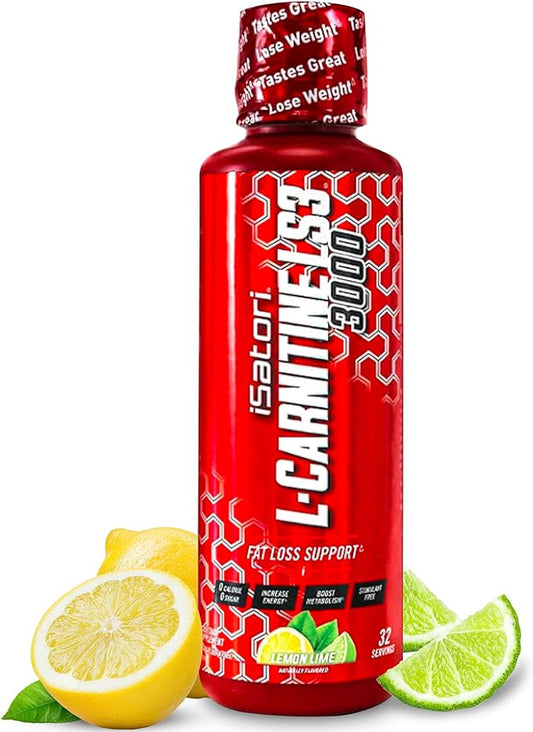 iSatori L-Carnitine LS3 3000, Triple-Blend Liquid L Carnitine Supplement, with Acetyl & Tartrate, Stimulant Free Energy, No Calories, Sugar or Gluten, Keto-Friendly, Lemon Lime (32 Servings)