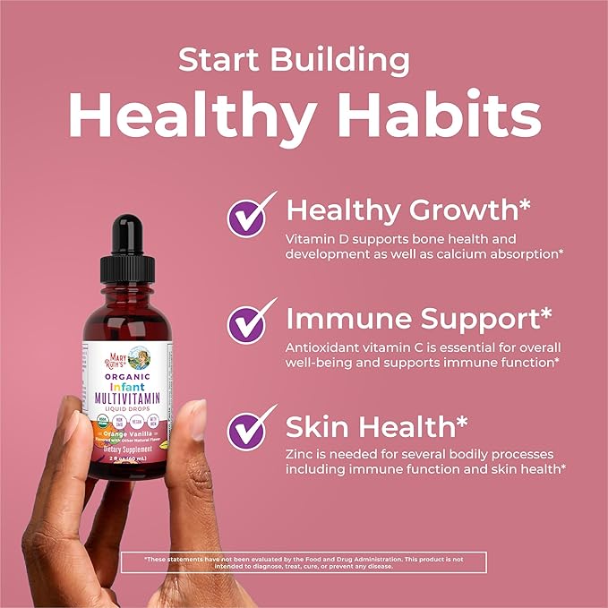MaryRuth Organics Multivitamin with Iron for Infants | USDA Organic | Liquid Drops for Babies 6-12 Months | Immune Support & Overall Wellness | Vegan | Non-GMO | Gluten Free | 2 Fl Oz