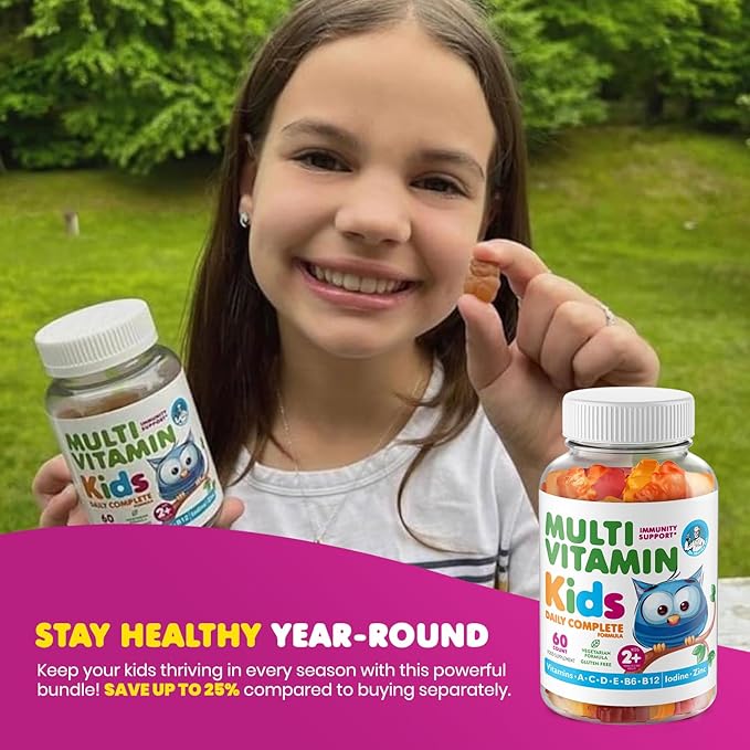 DR. MORITZ Elderberry Gummies for Kids (60 Count) and Kids Multivitamin Gummies Bundle (60 Count, 2 Pack) - for Children’s Immune Support and Overall Health - Toddler Vitamins Supplement