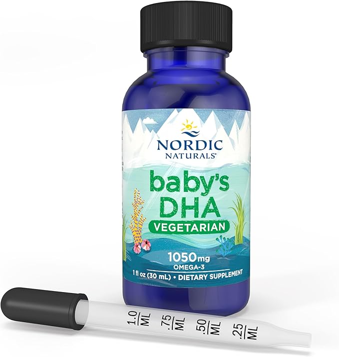 Nordic Naturals Baby’s DHA Vegetarian, Unflavored - 1050 mg Plant-Based Omega-3-1 oz - Supports Brain & Vision Development in Babies - Non-GMO, Vegan - 15 Servings