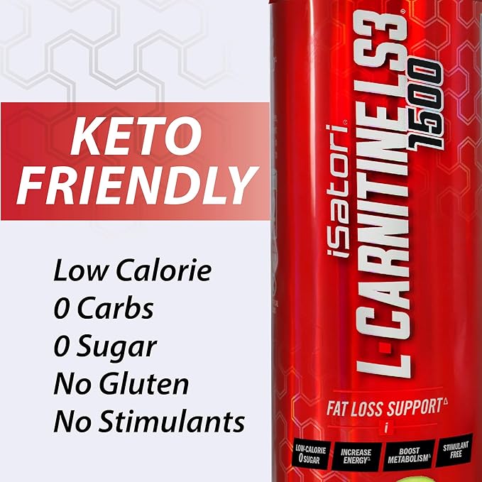 iSatori L-Carnitine LS3 Concentrated Liquid Metabolic Enhancer and Energy Booster - Health and Fitness - Keto Friendly - Stimulant Free - Strawberry Kiwi 1500mg (32 Servings)