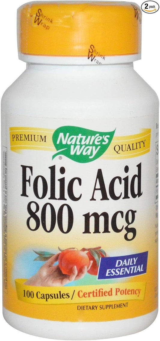 Nature's Way Folic Acid 800mcg 100 Capsules (Pack of 2)
