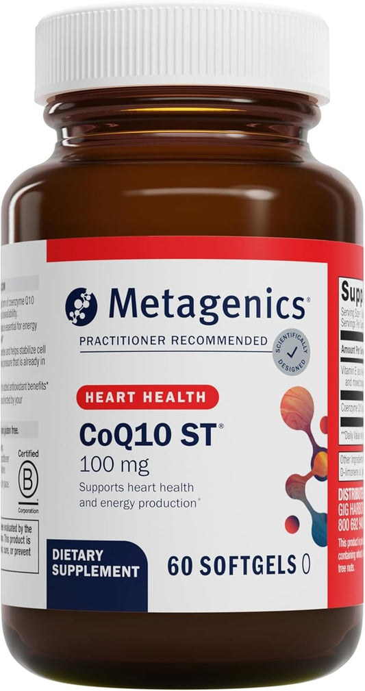 Metagenics CoQ10 ST-100 mg Coenzyme Q10 Supplement - Antioxidant as Ubiquinone - for Energy Production & Heart Function* - Non-GMO & Gluten-Free - 60 Softgels