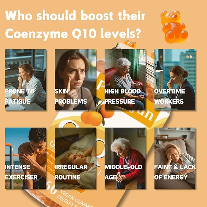 coq10 Gummies | coq10 Gummies for Adults | Orange Flavor | Sugar Free Coenzyme Q10 Vitamins Muscle & Bone Energy | Ultra High Absorption, Cellular Energy, Antioxidant (60 Count (Pack of 1))