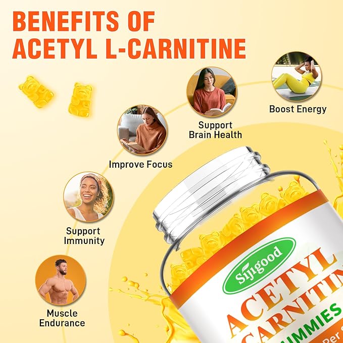 2 Pack Acetyl L-Carnitine Gummies for Men & Women - Daily Energy Support with Immune Support Gummies, Mango Flavor, 120 Count