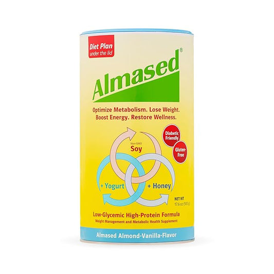 Almased Vanilla Meal Replacement Shake - Low-Glycemic High Plant Base Protein Powder- Nutritional Weight Health Support Supplement - Vanilla Flavor - 17.6 oz (1.1 Pound (1 Pack))