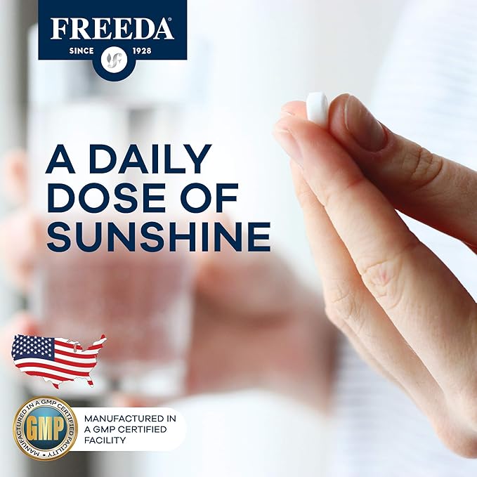 FREEDA Vitamin D3 3000 IU – High-Potency Vitamin D for Bone Strength & Immune Support – Easy-to-Swallow Tablets – 250 Tiny Tablets