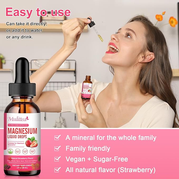 Magnesium Glycinate Liquid, High Potency Magnesium Glycinate, Citrate, Sugar Free Vegan Non-GMO Complex Supplement Promotes Nerv,Relaxation,Muscle,Sleep Support*