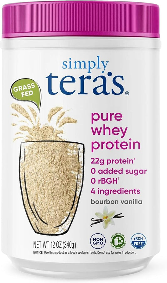 Simply tera's Pure whey Protein Powder, Family Size Bourbon Vanilla Flavor (Package May Vary)