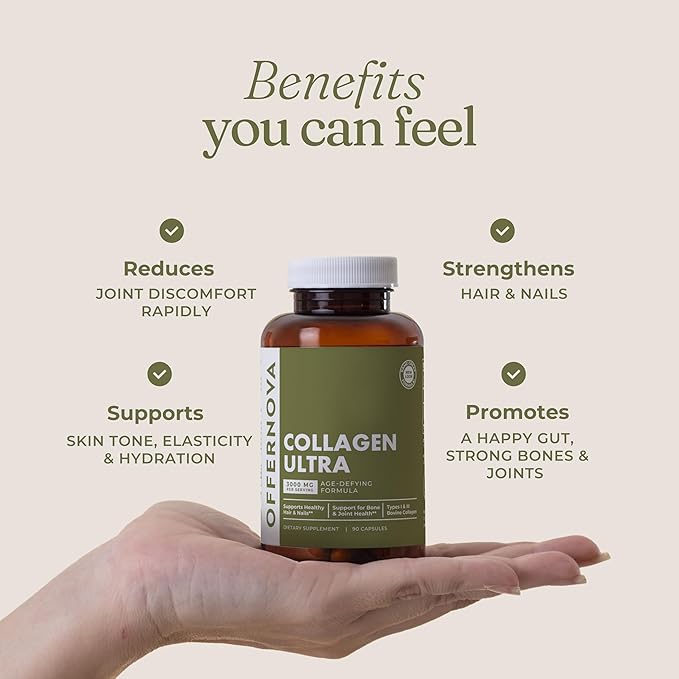 Collagen Ultra Hydrolyzed Collagen Supplements - 3000mg Anti Aging Bovine Collagen Peptides for Healthy Joints, Bones, Hair and Skin. Pastilla de Colageno Hidrolizado, 90 Capsules