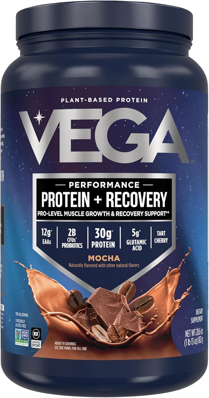 Vega Premium Sport Protein Mocha Protein Powder, Vegan, Non GMO, Gluten Free Plant Based Protein Powder Drink Mix, NSF Certified for Sport, 28.6 oz