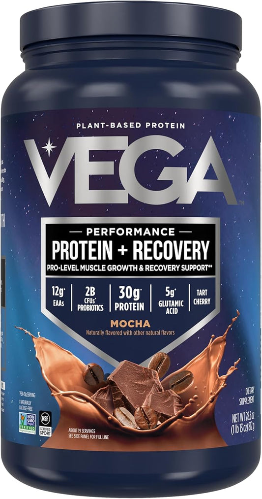 Vega Premium Sport Protein Mocha Protein Powder, Vegan, Non GMO, Gluten Free Plant Based Protein Powder Drink Mix, NSF Certified for Sport, 28.6 oz