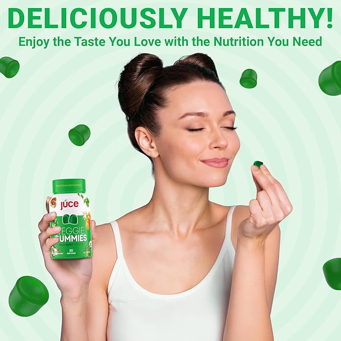 Júce Veggie Whole Superfood Gummies, Wild Berry Flavor - Plant-Based Energy, Vegan, Non-GMO, Soy Free, Nutrient-Packed, By Terra Kai Organics