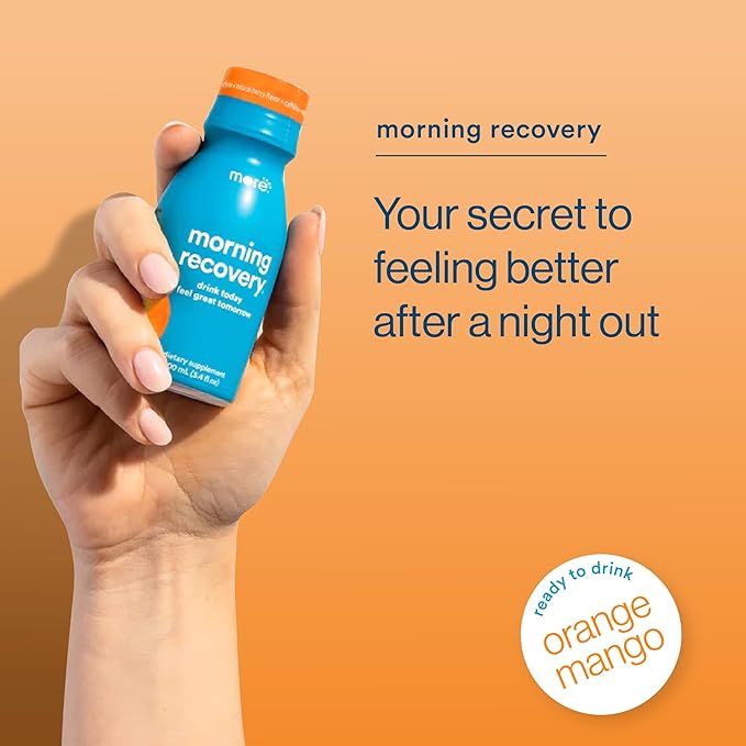 Morning Recovery Electrolyte, Milk Thistle Drink Proprietary Formulation to Hydrate While Drinking for Morning Recovery, Highly Soluble Liquid DHM, Orange Mango, Pack of 6
