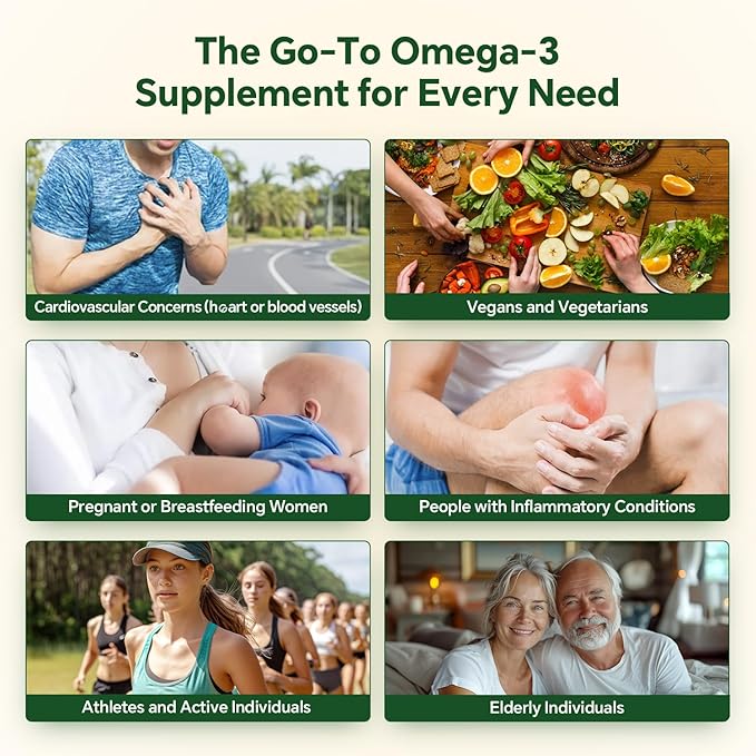 Vegan Omega 3 Gummies 1200mg - Dual Layer - Fish Oil Alternative, Marine Algae Omega 3 Supplement DHA 600mg, EPA 400mg with Astaxanthin,Sugar Free,60 Cts