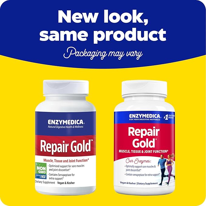 Enzymedica, Repair Gold, Proteolytic Enzymes, Joint Support Supplement, with Serrapeptase, 120 Count