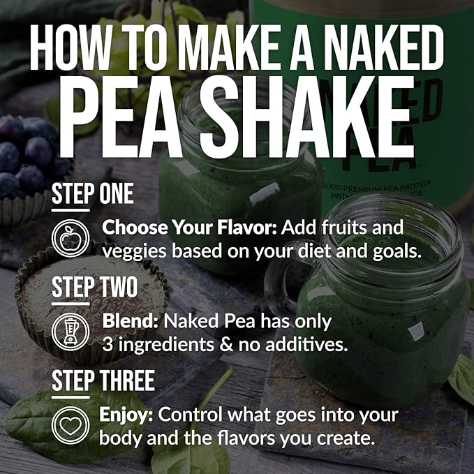 NAKED Pea - Vanilla Pea Protein - Pea Protein Isolate from North American Farms - 5lb Bulk, Plant Based, Vegetarian & Vegan Protein. Easy to Digest, Non-GMO, Gluten Free, Lactose Free, Soy Free