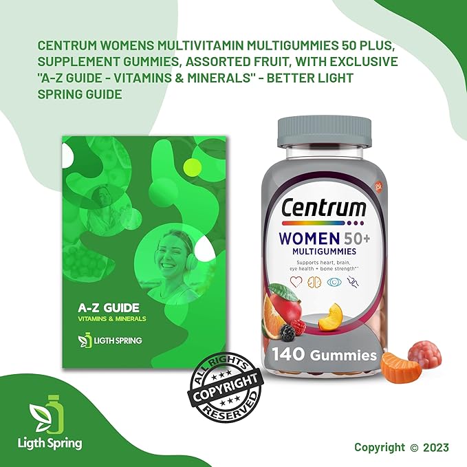Women's Multivitamin Multigummies 50 + Dietary Supplement Gummies, 140 Count, with Better Ligth&Spring Guide