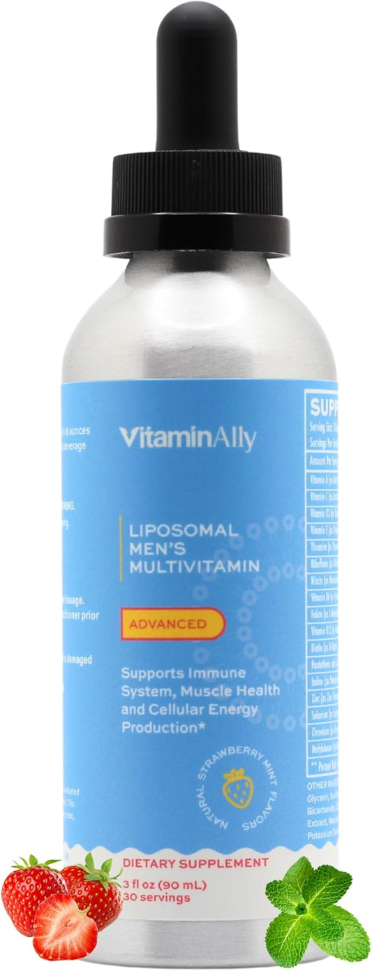 Liposomal Men's Liquid Multivitamin Drops | Non-GMO | Sugar Free | Gluten Free | 30 Day Supply | Supports Immune System, Muscle Health, Cellular Energy Production