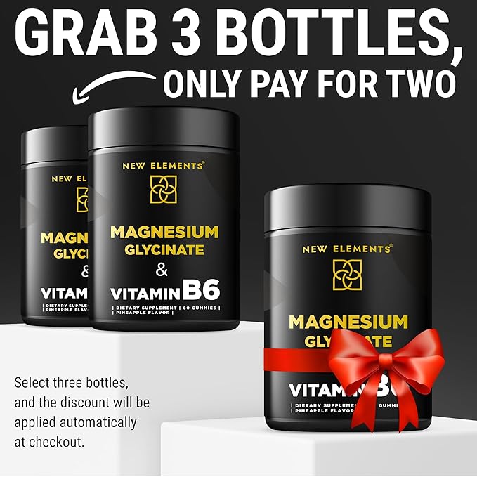Magnesium Glycinate Gummies 500mg with Vitamin B6 100mg for Adults and Kids - High Absorption | Non-GMO | No Gluten | Stress Relief | Sleep & Relaxation | Muscle & Heart Support | Natural & Vegan